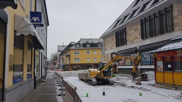 Winterliche Baustelle in der Lange Straße. Foto: Stadt Offenburg